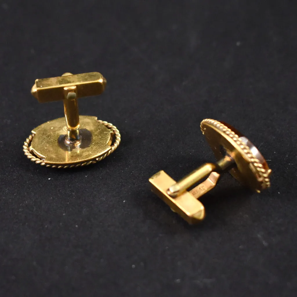 12K Oval Tiger Eye Cufflinks