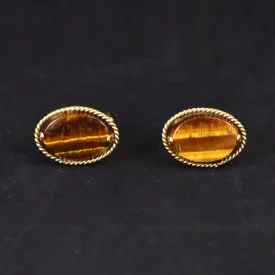 12K Oval Tiger Eye Cufflinks