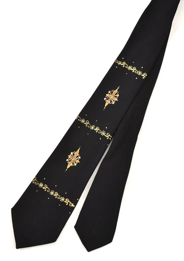 1950s Black & Gold Painted Tie