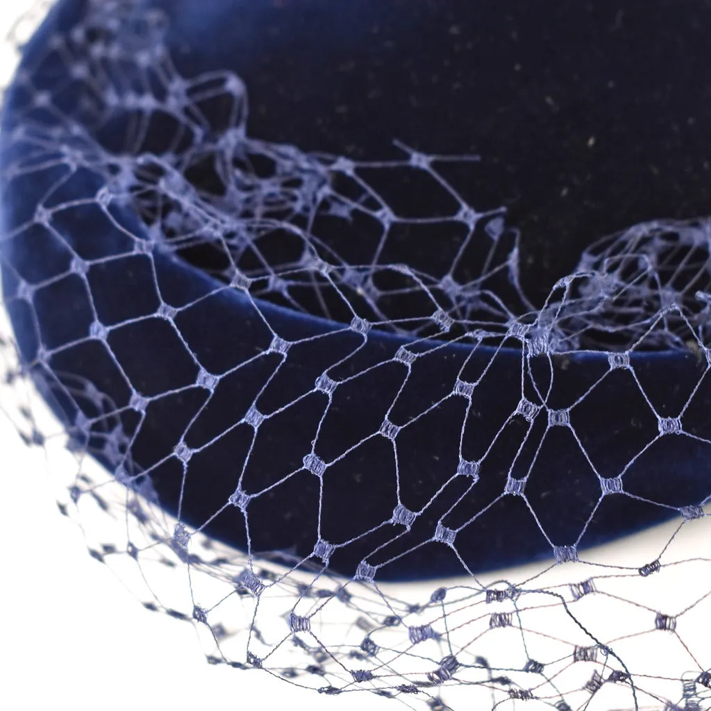 1950s Navy Velvet Netting Vintage Hat