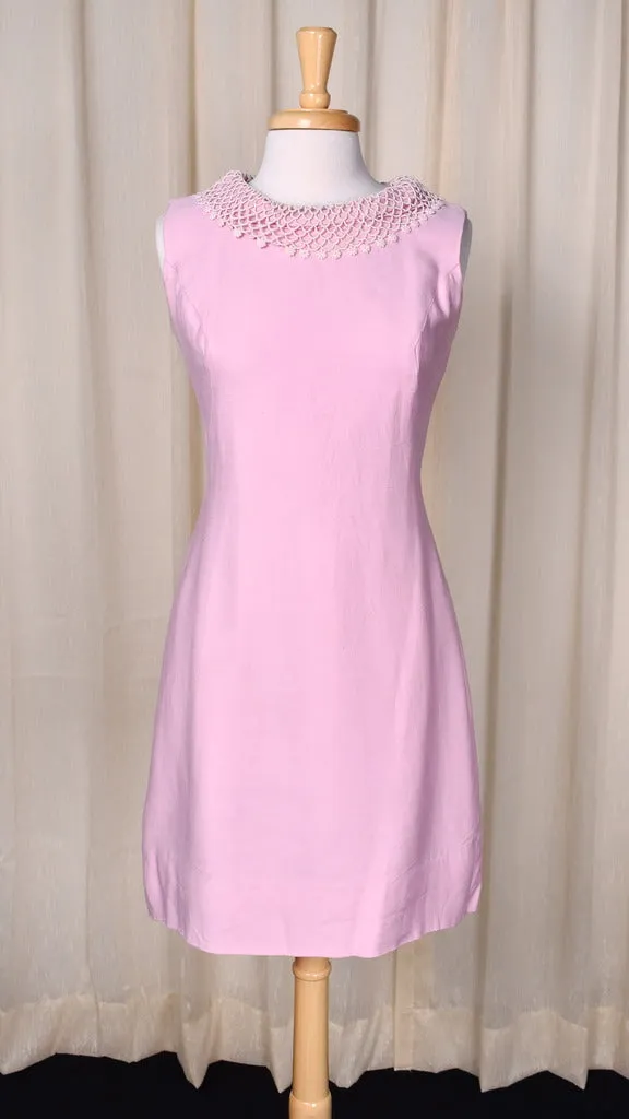 1950s Pink Lace Collar Dress