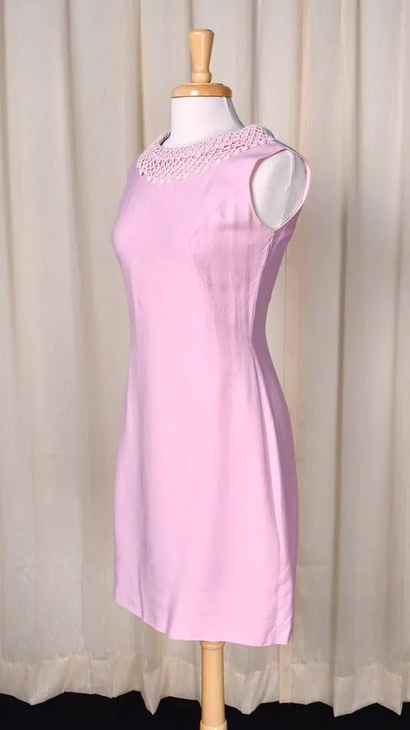 1950s Pink Lace Collar Dress