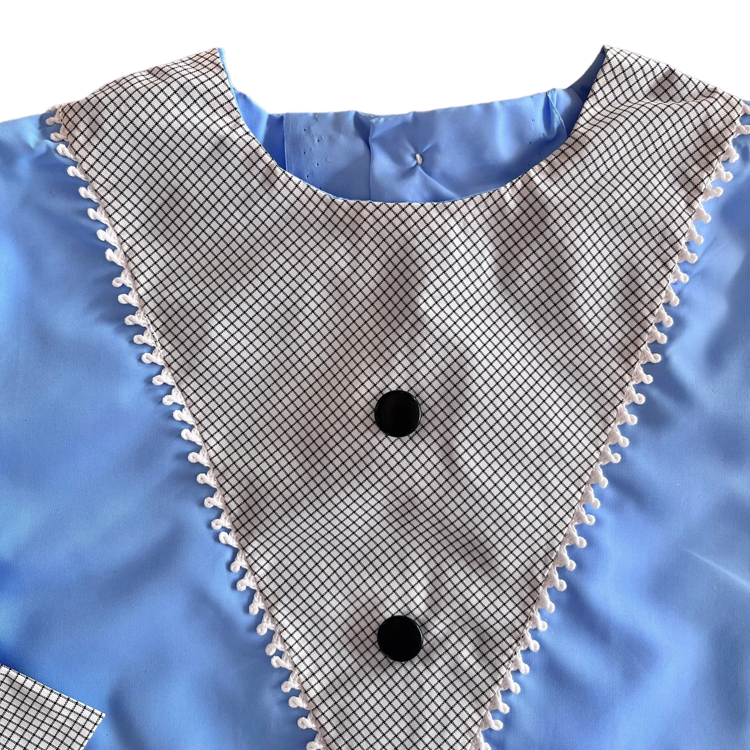 1960s Blue Toddler Nylon Shirt / Blouse / 12-18 Months