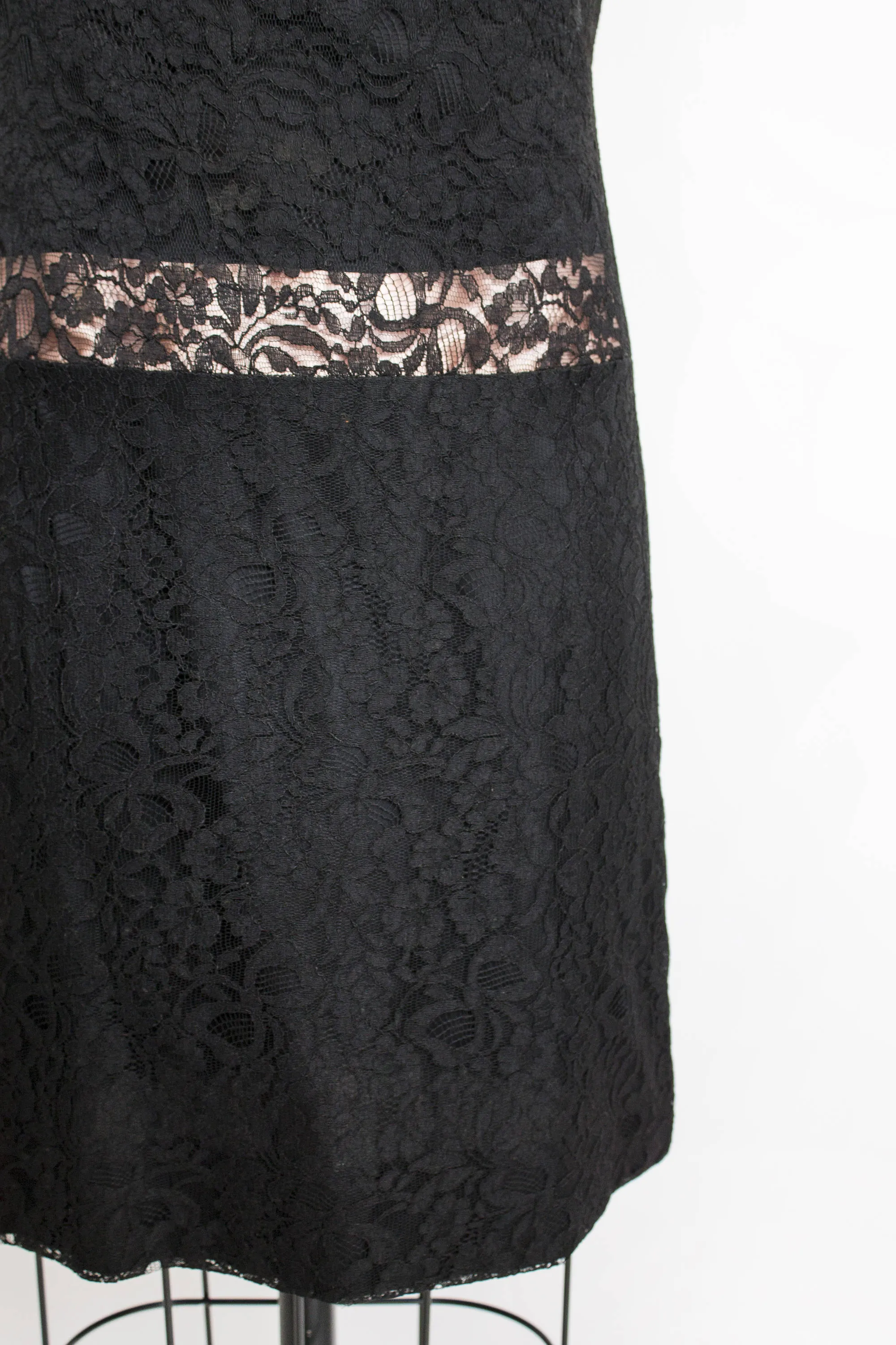 1960s Dress Black Lace Mod Shift S