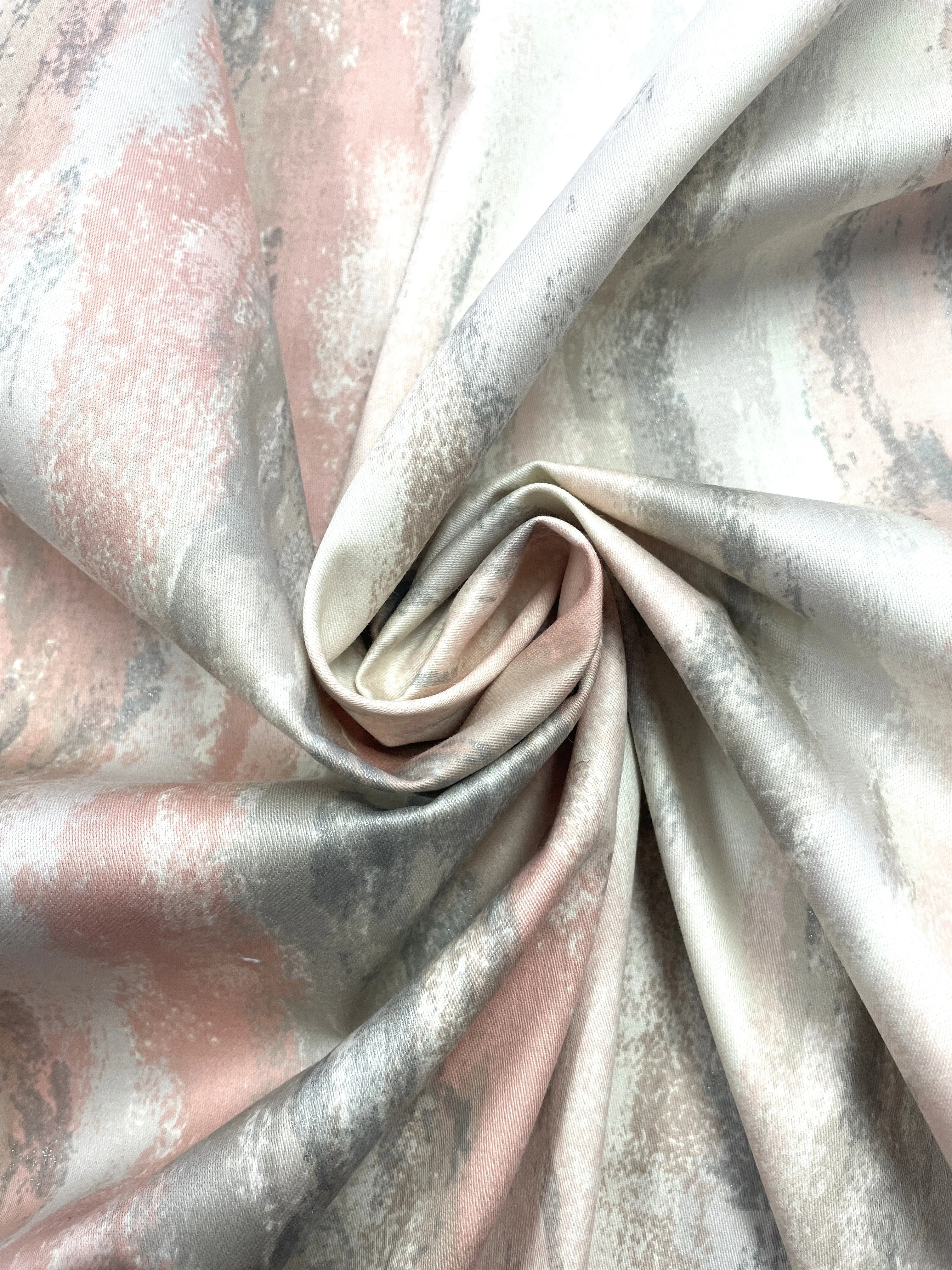 1987 2 1/2 YD Cotton Sateen Vintage - Marbled Pinks and Grays with Subtle Metallic Silver Fleck