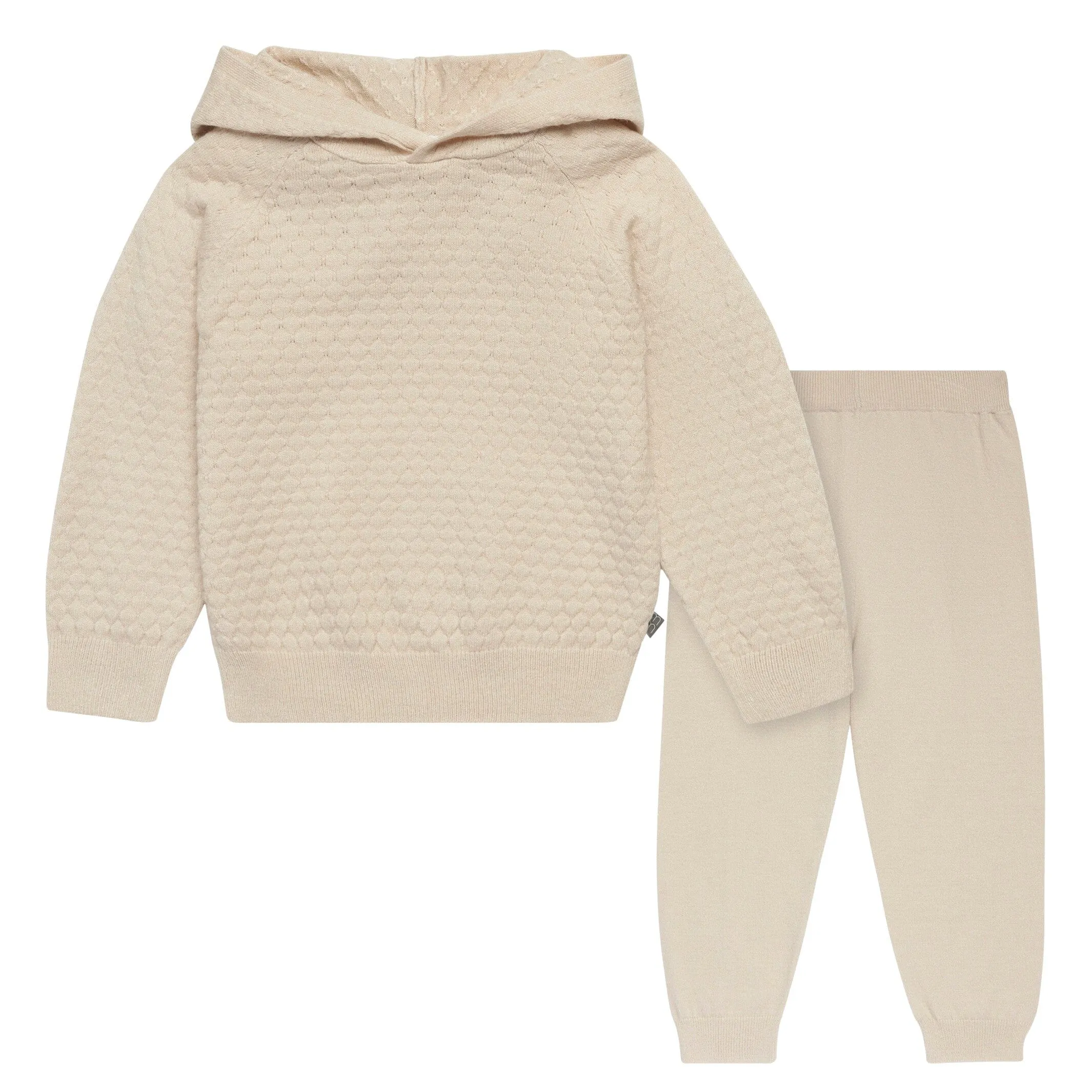 2-Piece Infant & Toddler Girls Oatmeal Heather Sweater Knit Hoodie Set