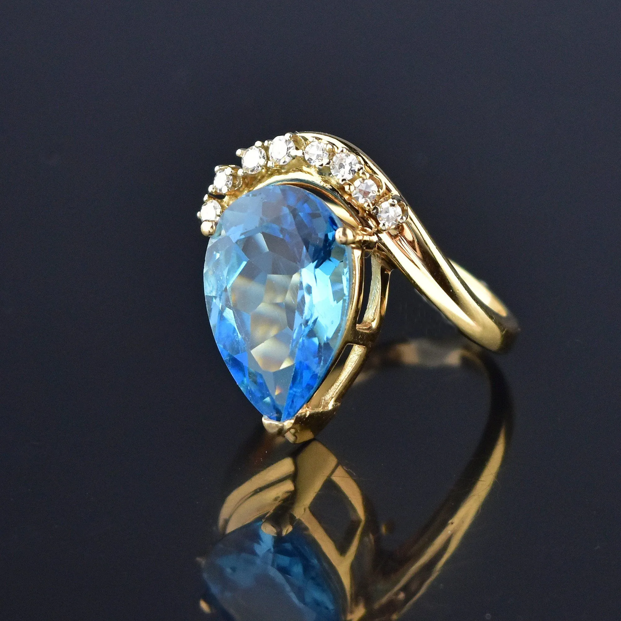 Alwand Vahan Blue Topaz Diamond 14K Gold Ring