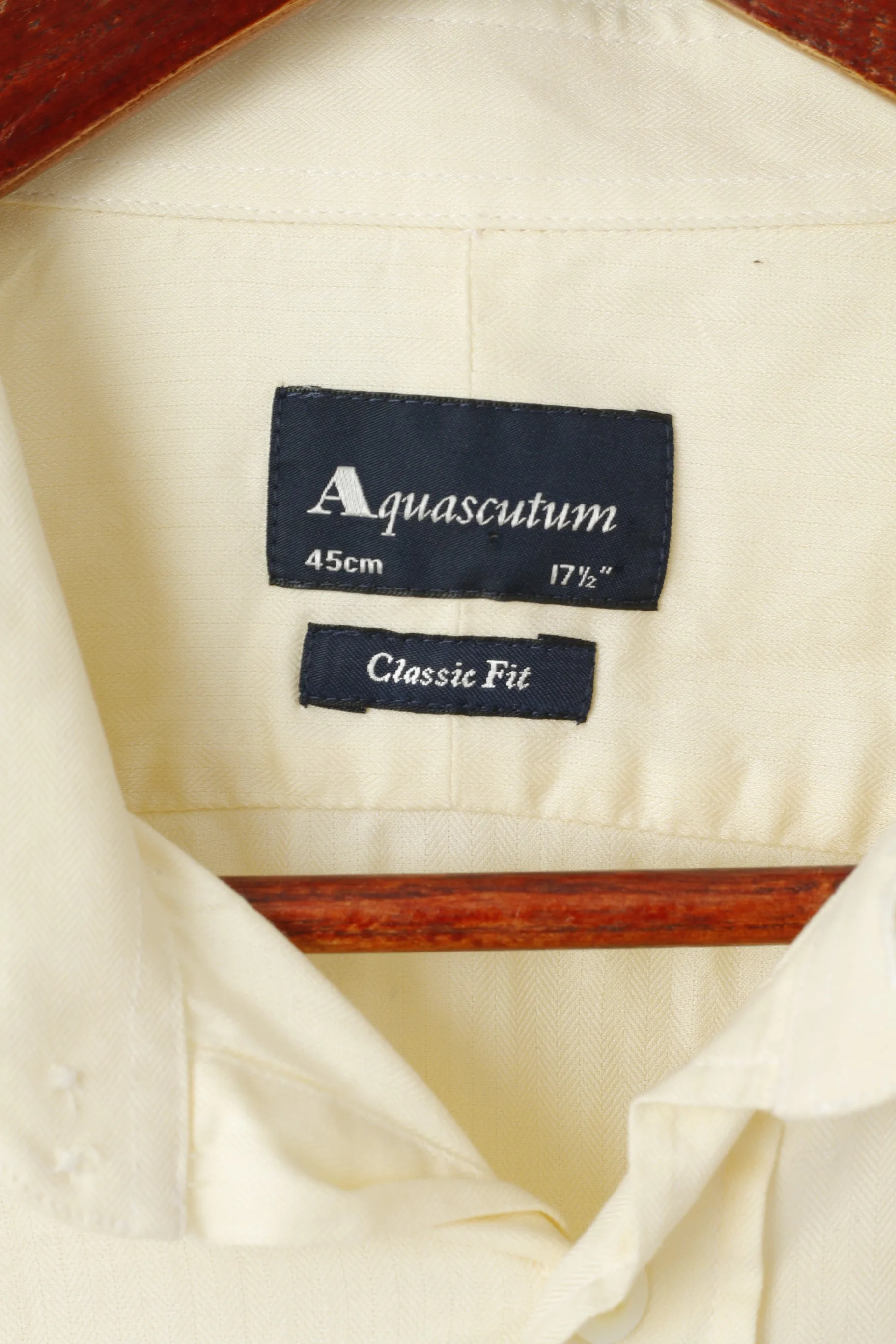 Aquascutum Men 17.5 45 XXL Casual Shirt Yellow Cotton Cuff Long Sleeve Top