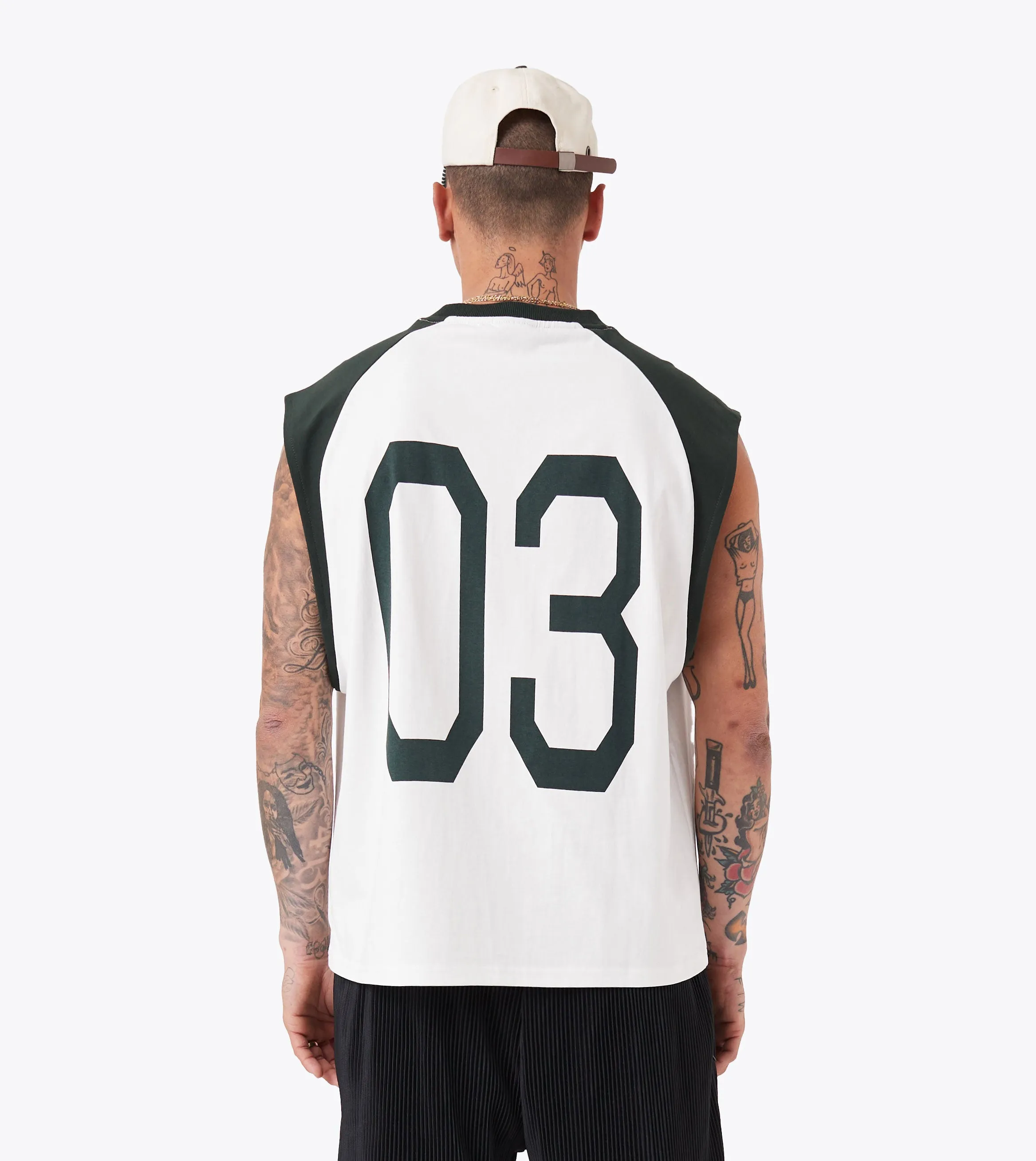 Ath. Raglan Muscle Vintage White/Forest