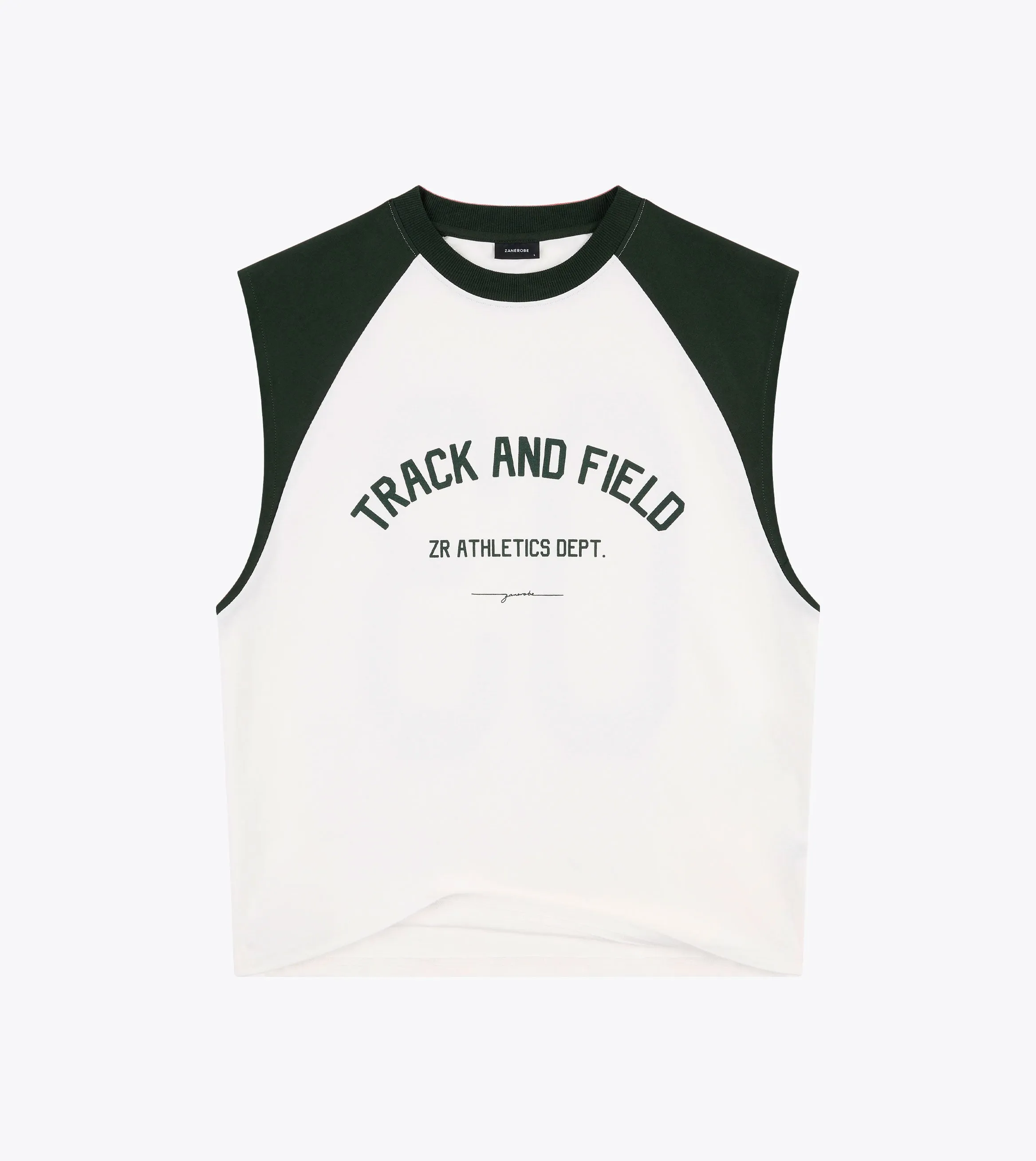 Ath. Raglan Muscle Vintage White/Forest