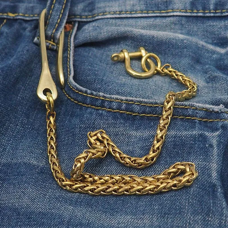 Badass Brass Gold 18'' Biker Wallet Chain Key Chain Wallet Chain Pants Chain For Men