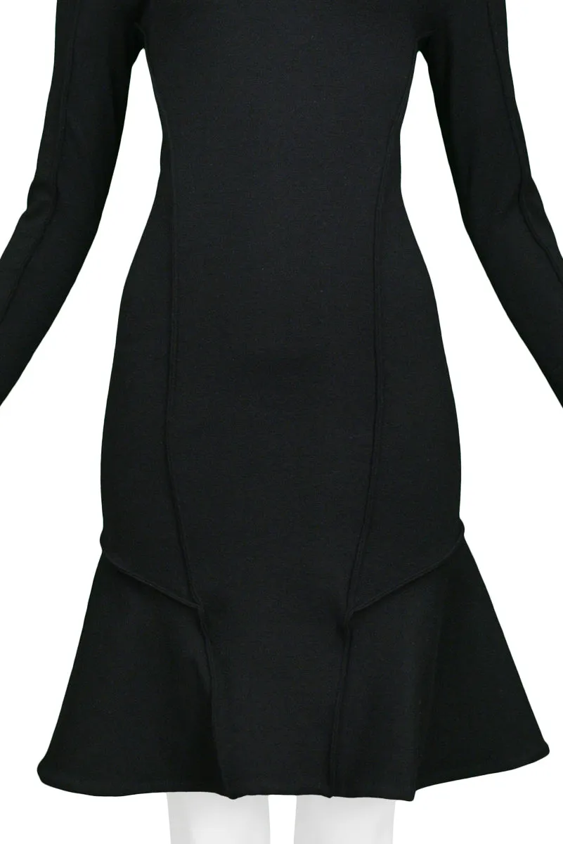 BALENCIAGA BY NICOLAS GHESQUIERE BLACK SCUBA DRESS WITH FLOUNCE