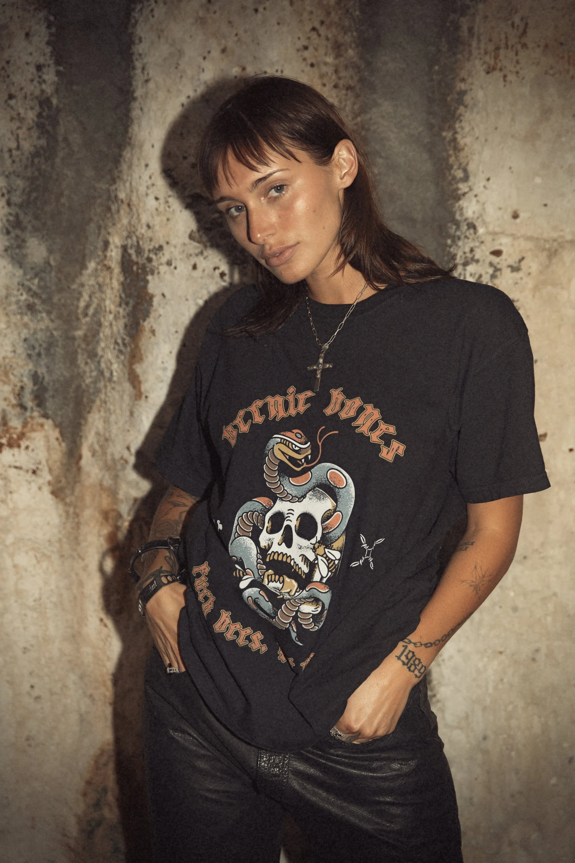 Bernie Bones Tee - Vintage Black