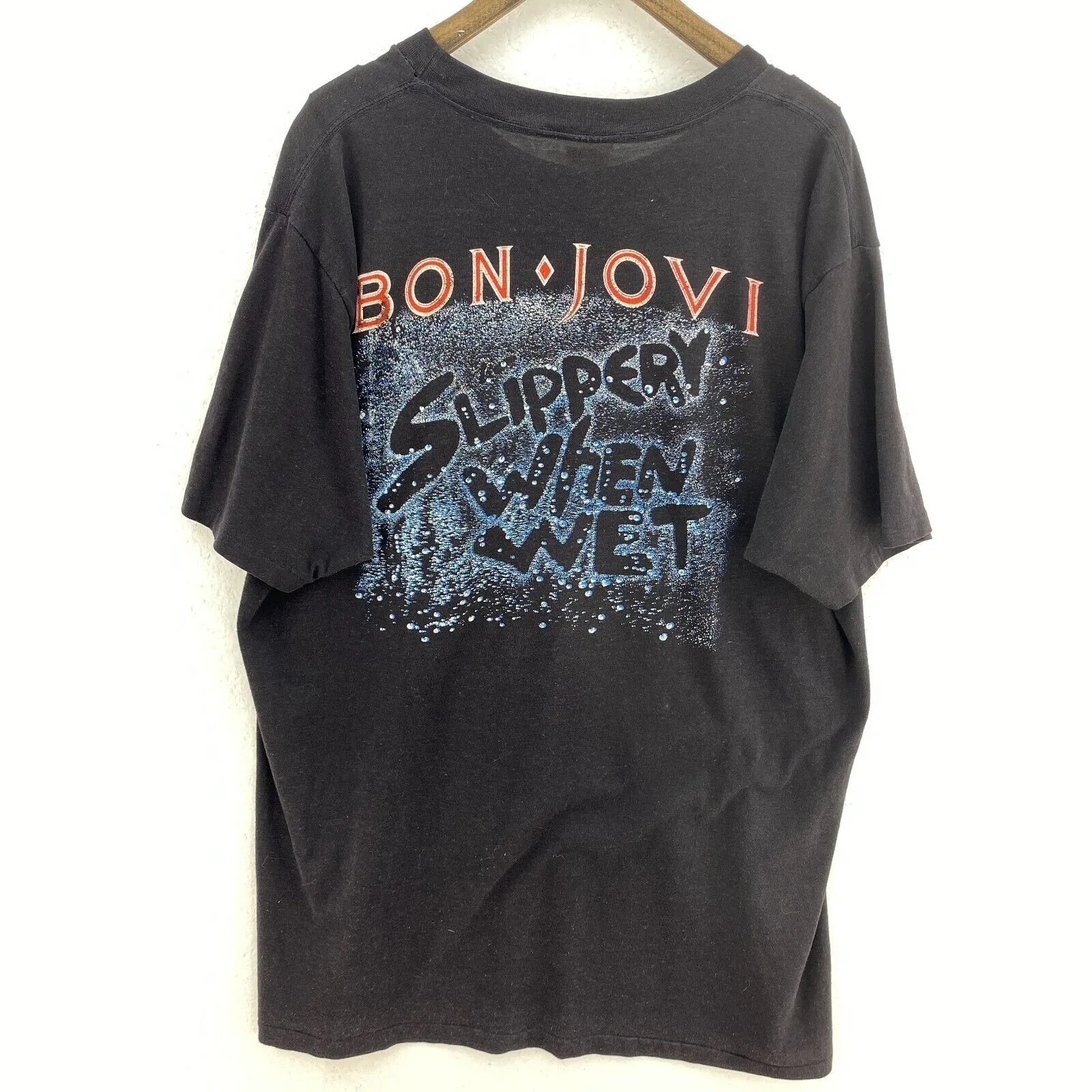 Bon Jovi Slippery When Wet Vintage Black T-shirt Size XXXL Rock Band