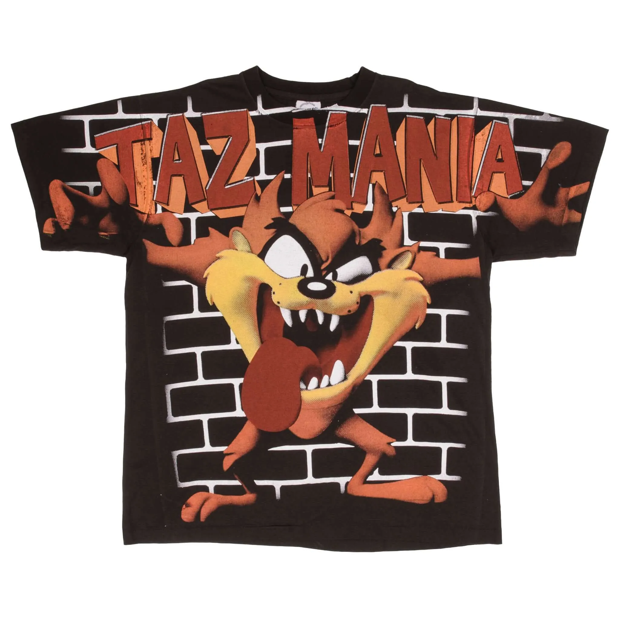 BOOTLEG ALL OVER PRINT LOONEY TUNES TAZ MANIA TEE SHIRT SIZE XL SINGLE STITCH