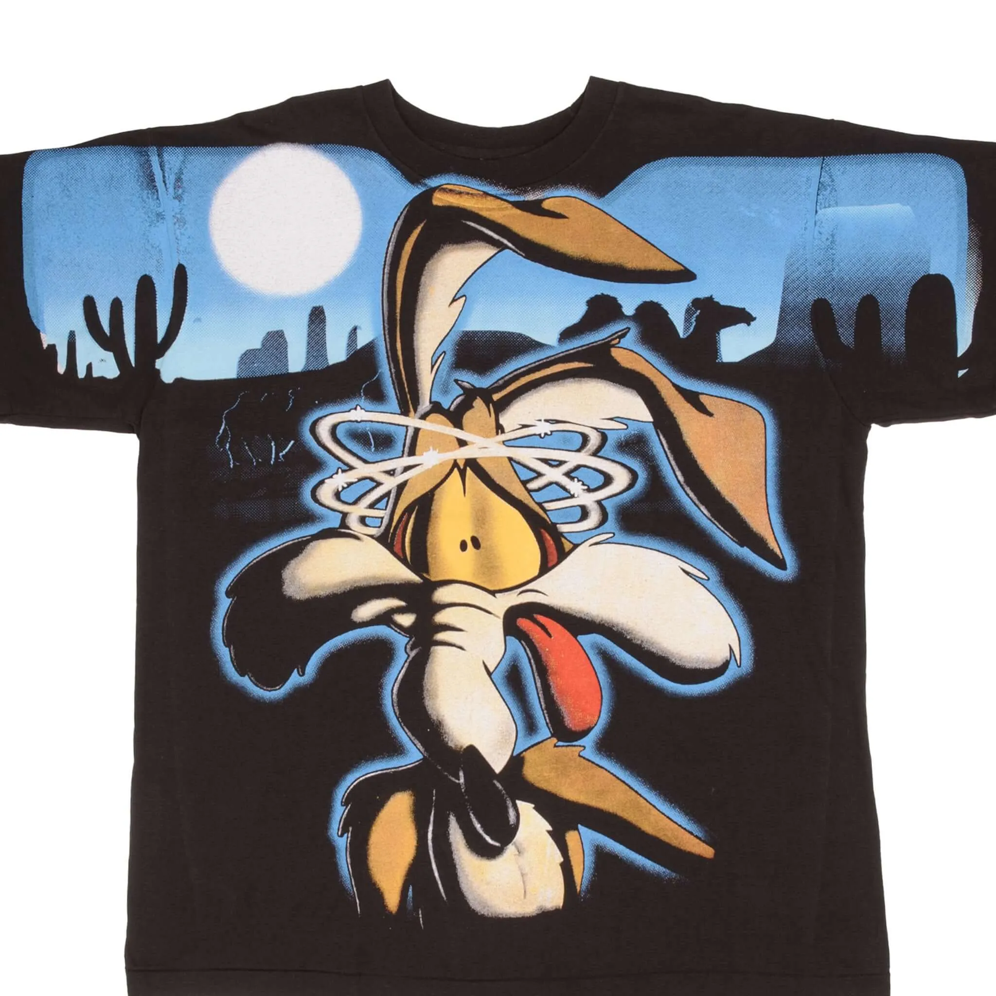 BOOTLEG ALL OVER PRINT LOONEY TUNES WILE E COYOTE TEE SHIRT SZE XL SINGLE STITCH