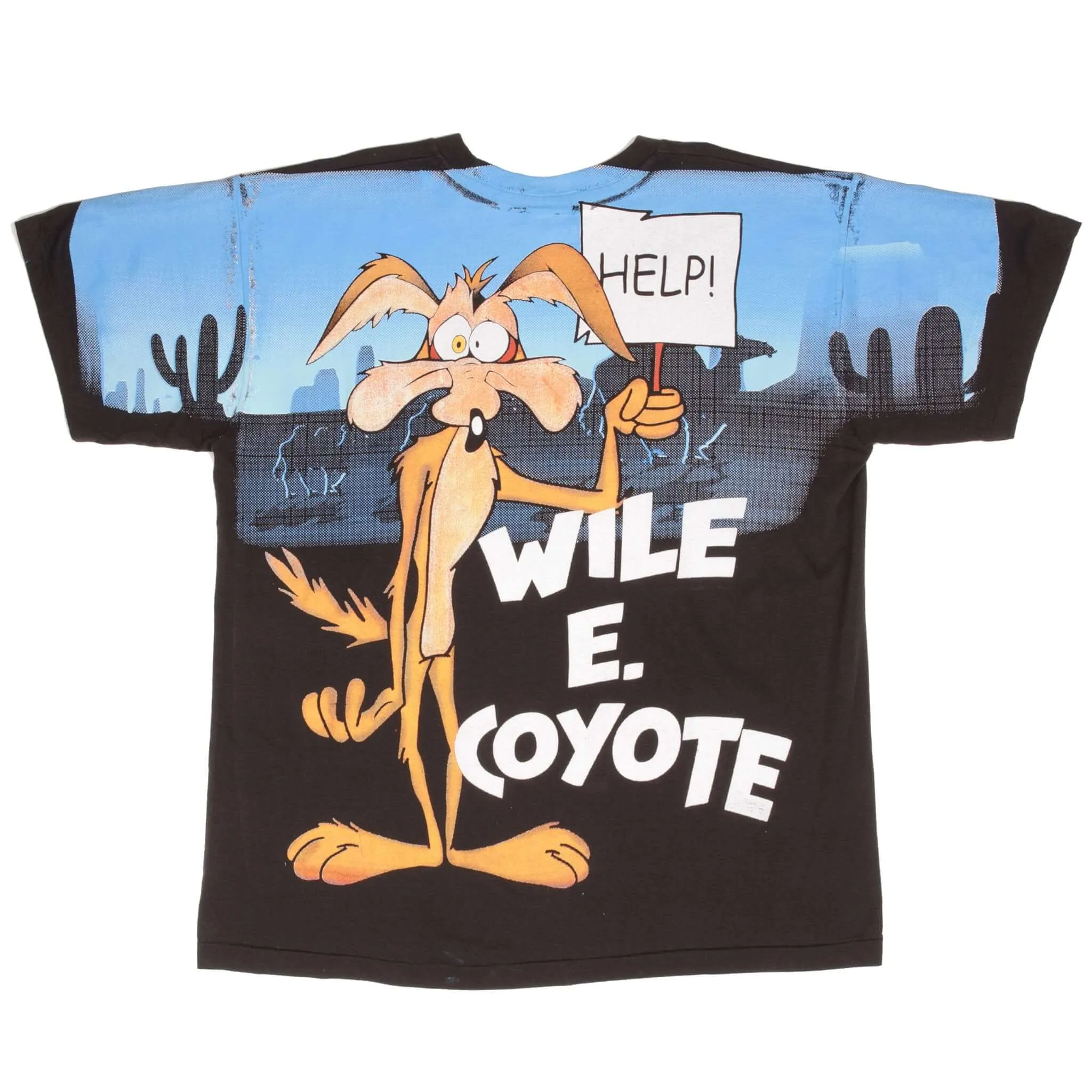 BOOTLEG ALL OVER PRINT LOONEY TUNES WILE E COYOTE TEE SHIRT SZE XL SINGLE STITCH