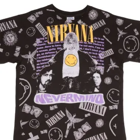 BOOTLEG ALL OVER PRINT TEE SHIRT NIRVANA NEVERMIND KURT COBAIN XL SINGLE STITCH