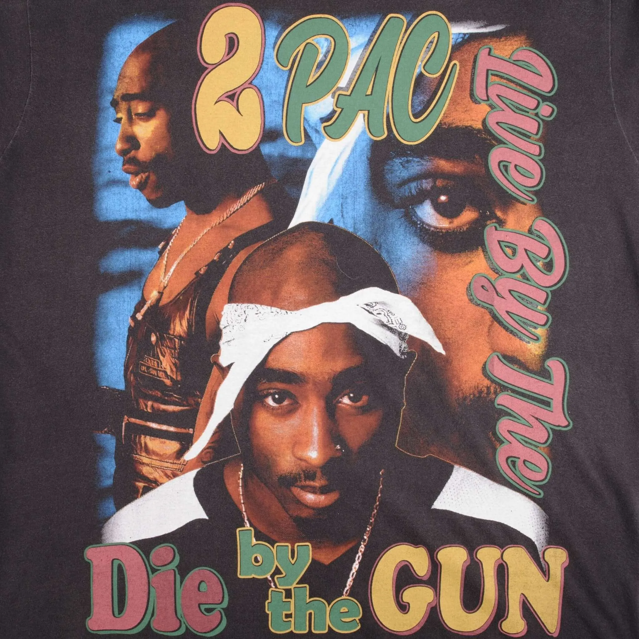 BOOTLEG RAP TEE SHIRT 2PAC TUPAC LIVE DIE BYTHE GUN SIZE XL SINGLE STITCH