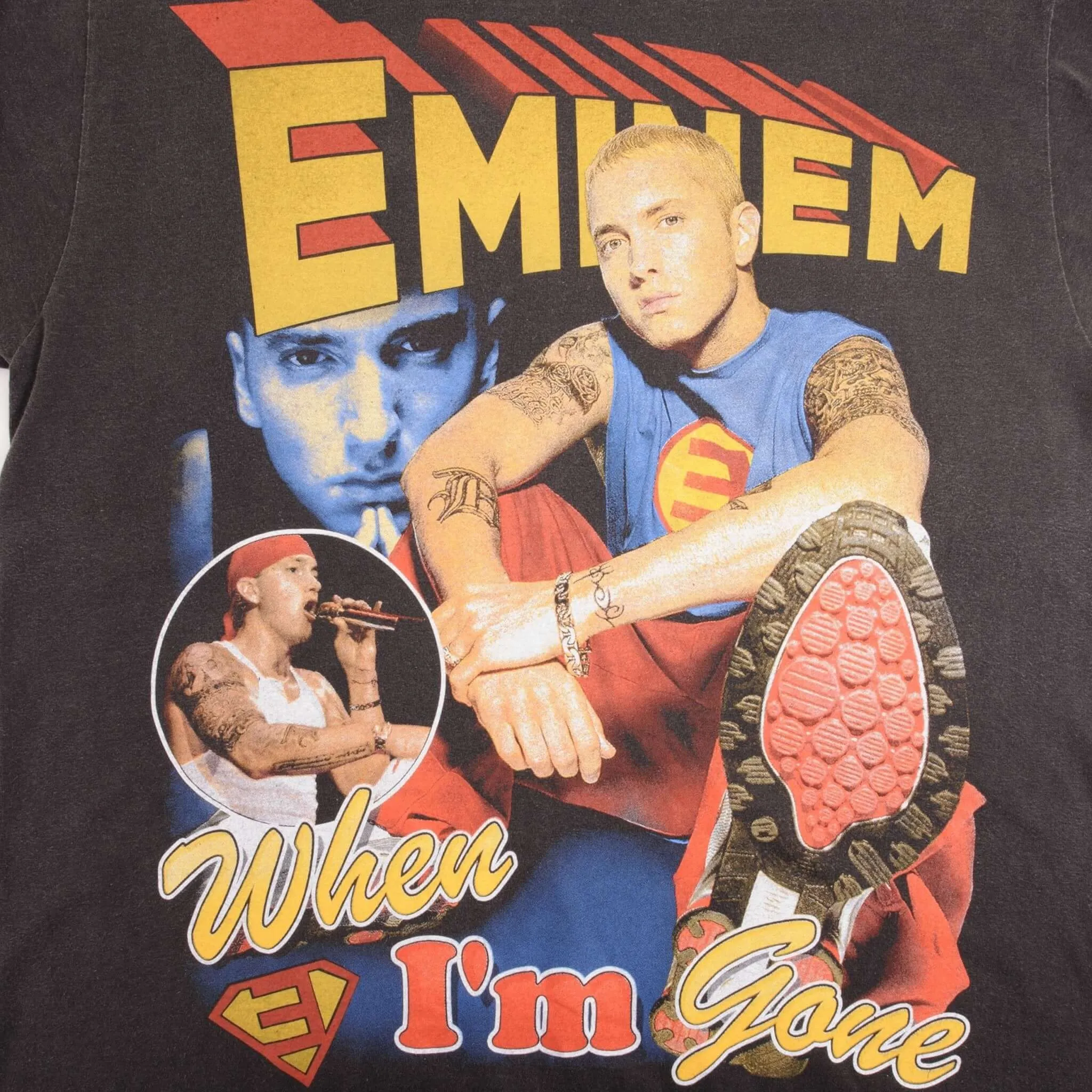 BOOTLEG RAP TEE SHIRT EMINEM WHEN IM GONE SUPERMAN SIZE XL SINGLE STITCH