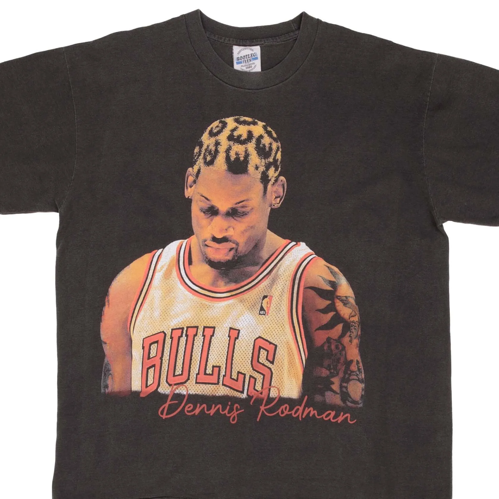 BOOTLEG TEE SHIRT NBA DENNIS RODMAN CHICAGO BULLS SIZE XL SINGLE STITCH