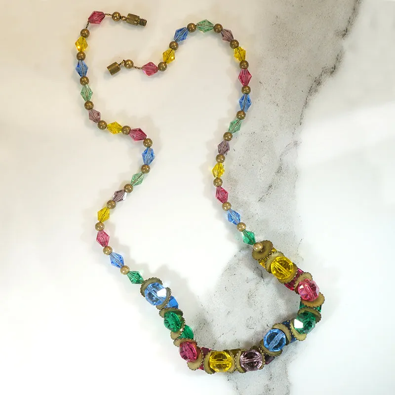 Cheerful Sparkly Rainbow Bead Necklace