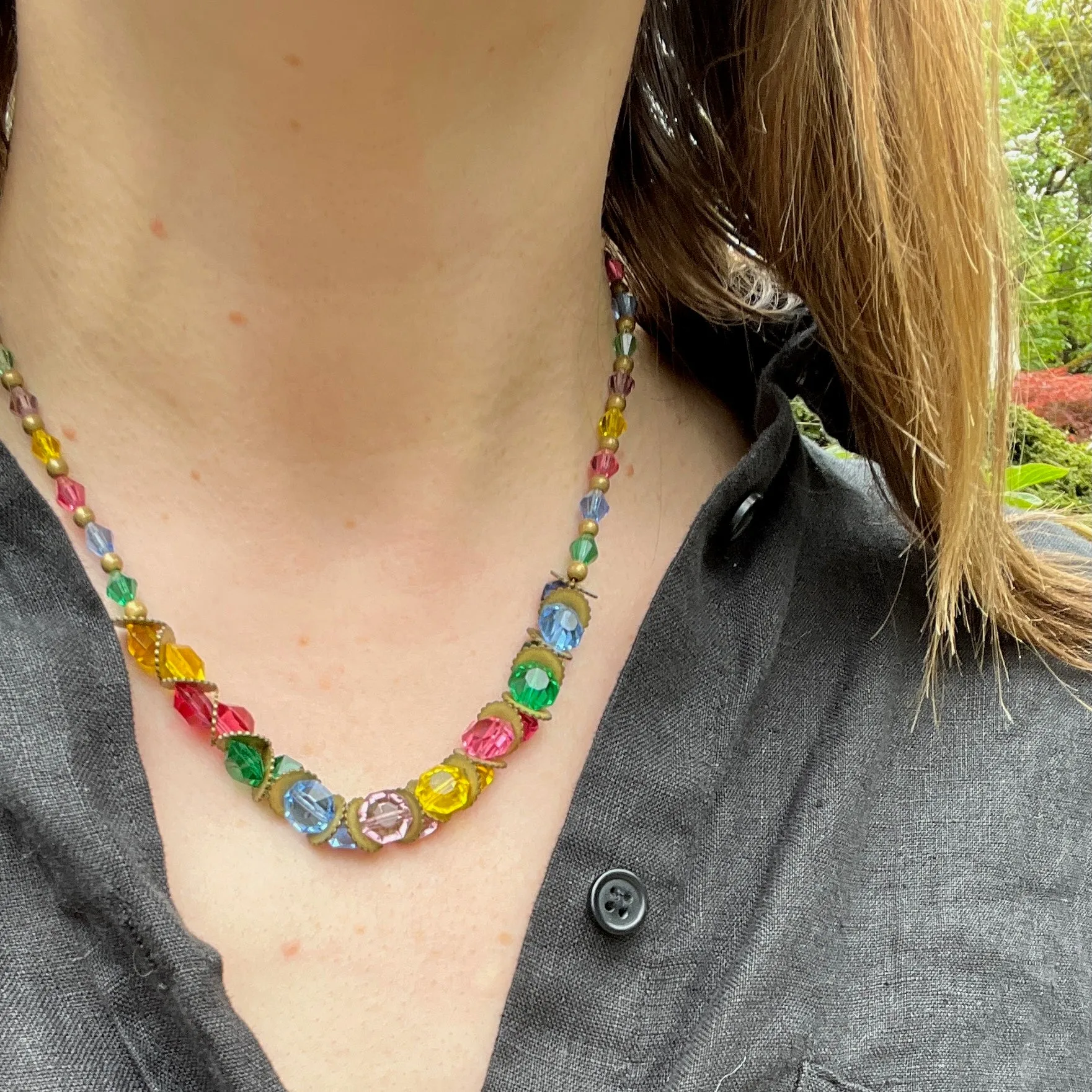 Cheerful Sparkly Rainbow Bead Necklace