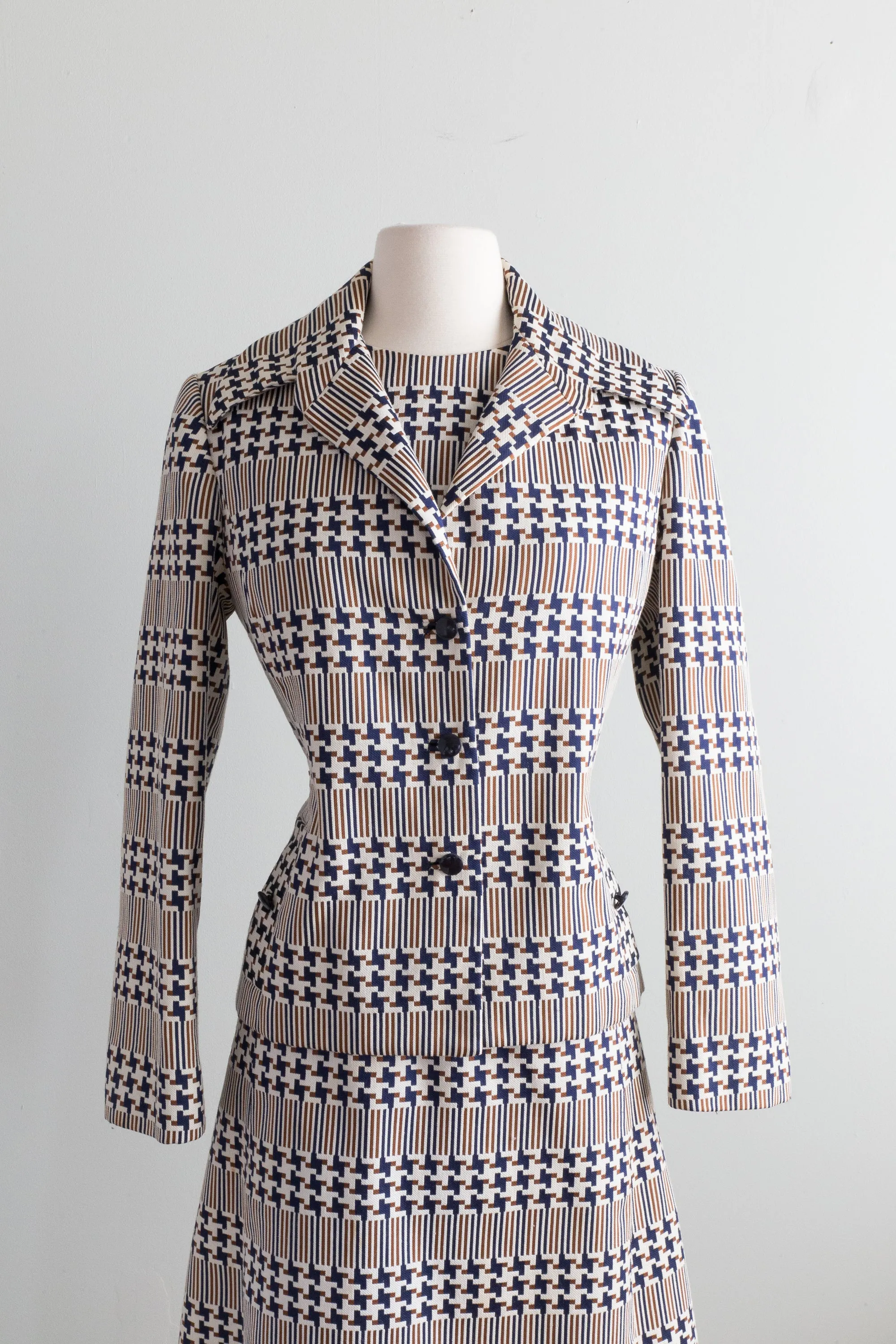 Chic 1960's Mod Dress Set From Neiman Marcus By Abe Schrader / ML