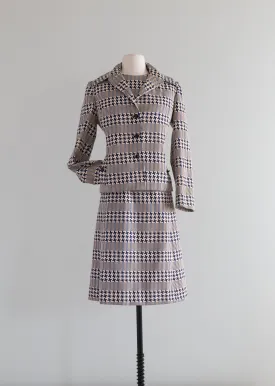 Chic 1960's Mod Dress Set From Neiman Marcus By Abe Schrader / ML