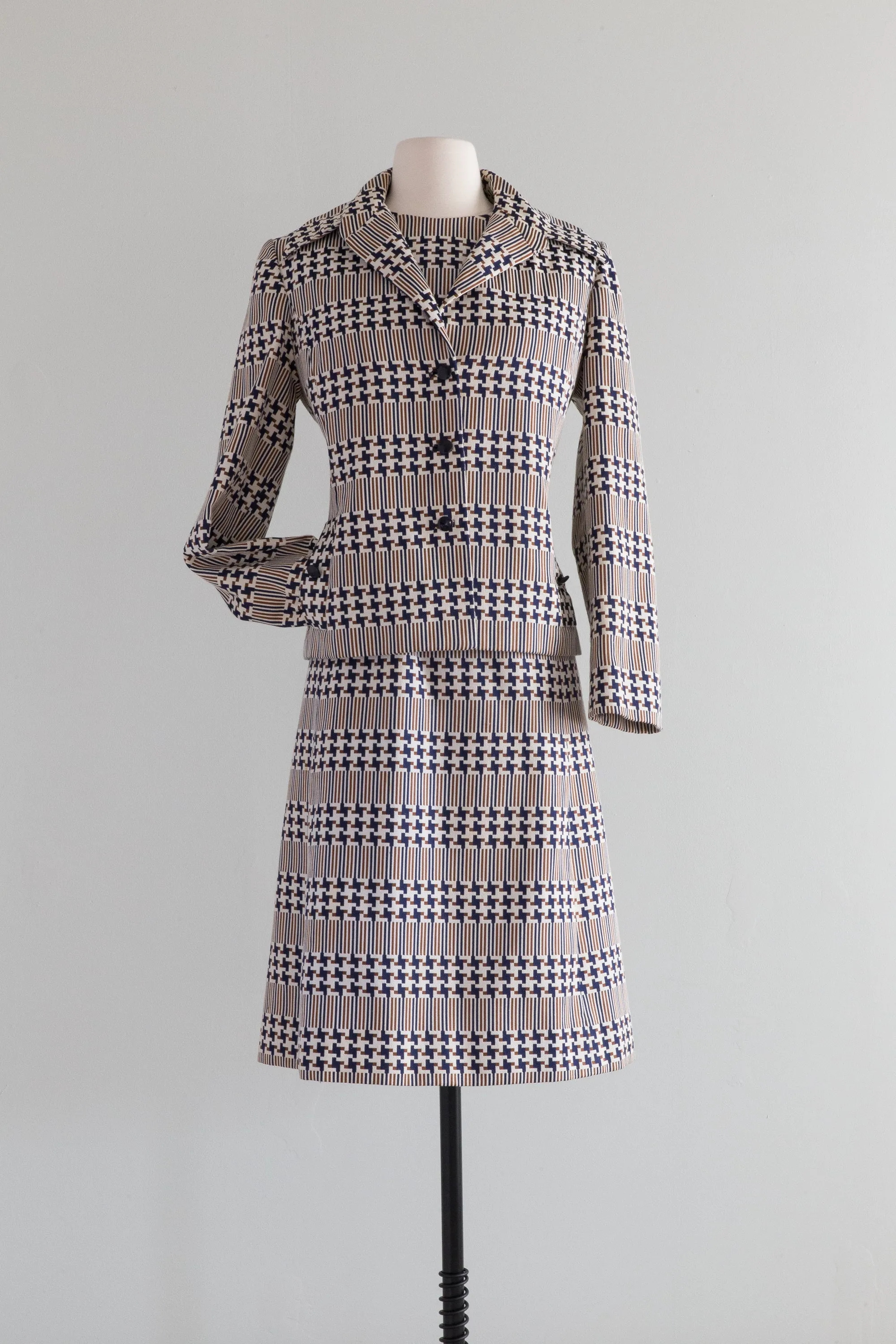 Chic 1960's Mod Dress Set From Neiman Marcus By Abe Schrader / ML