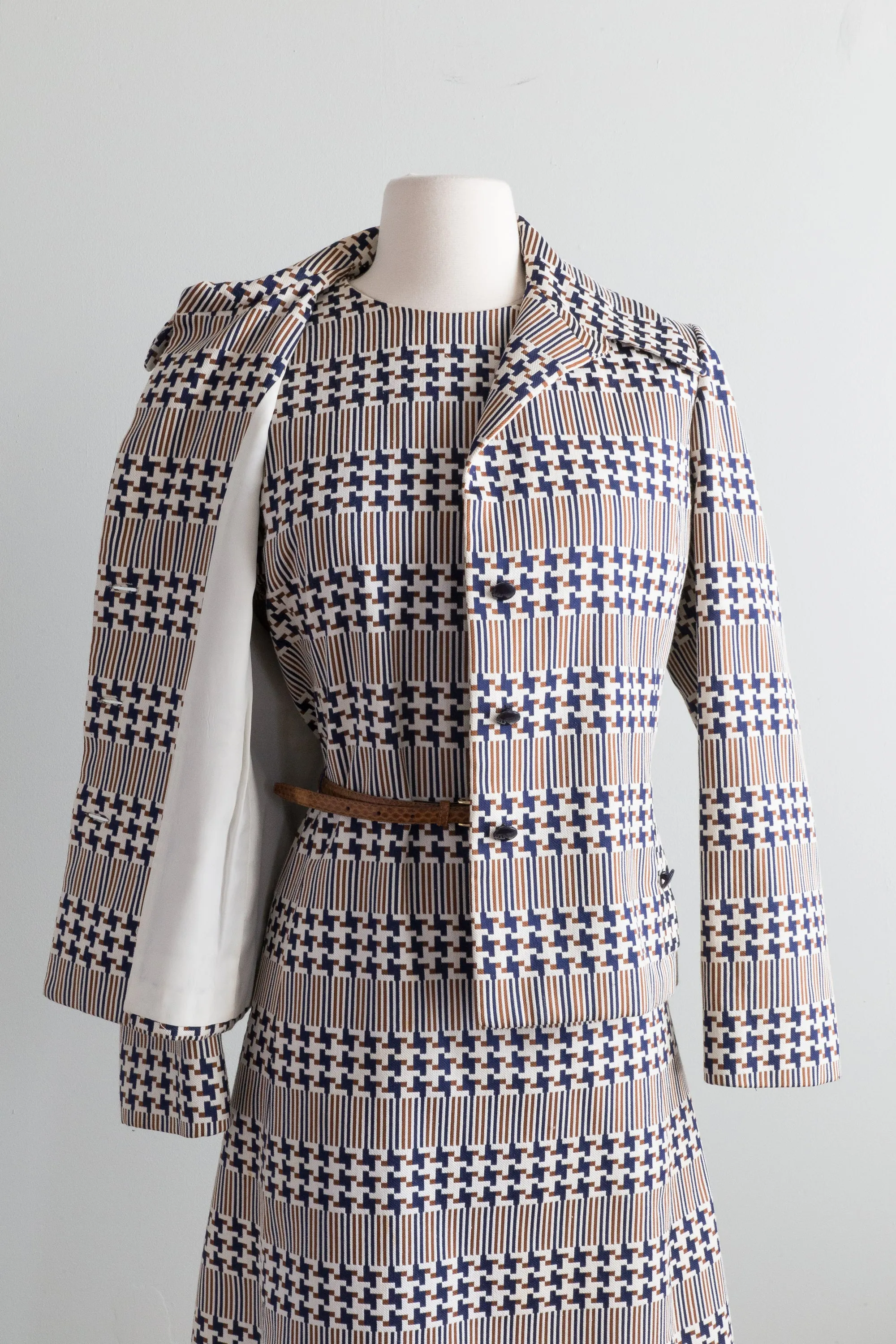 Chic 1960's Mod Dress Set From Neiman Marcus By Abe Schrader / ML