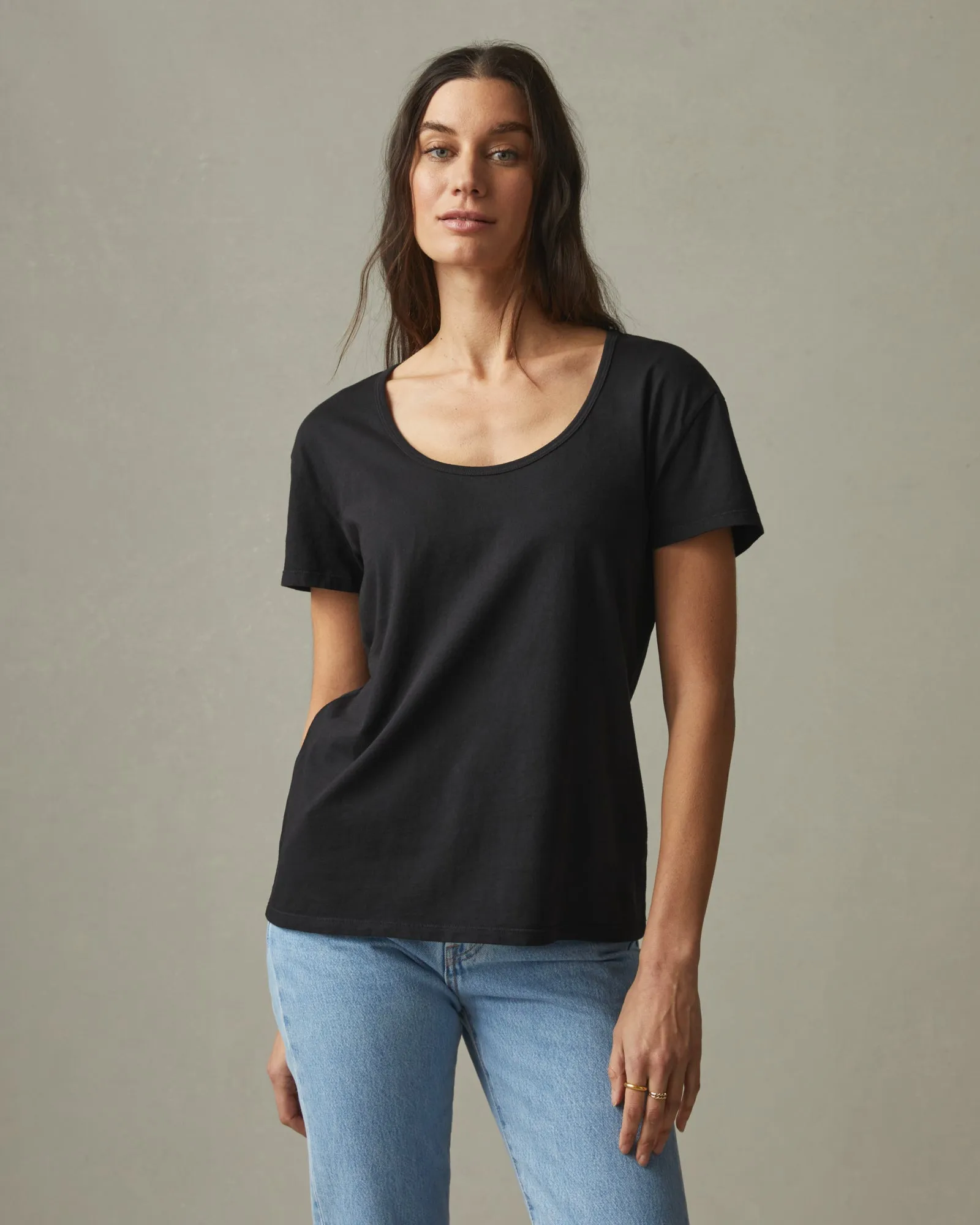 Classic Cotton Scoop Tee - Black