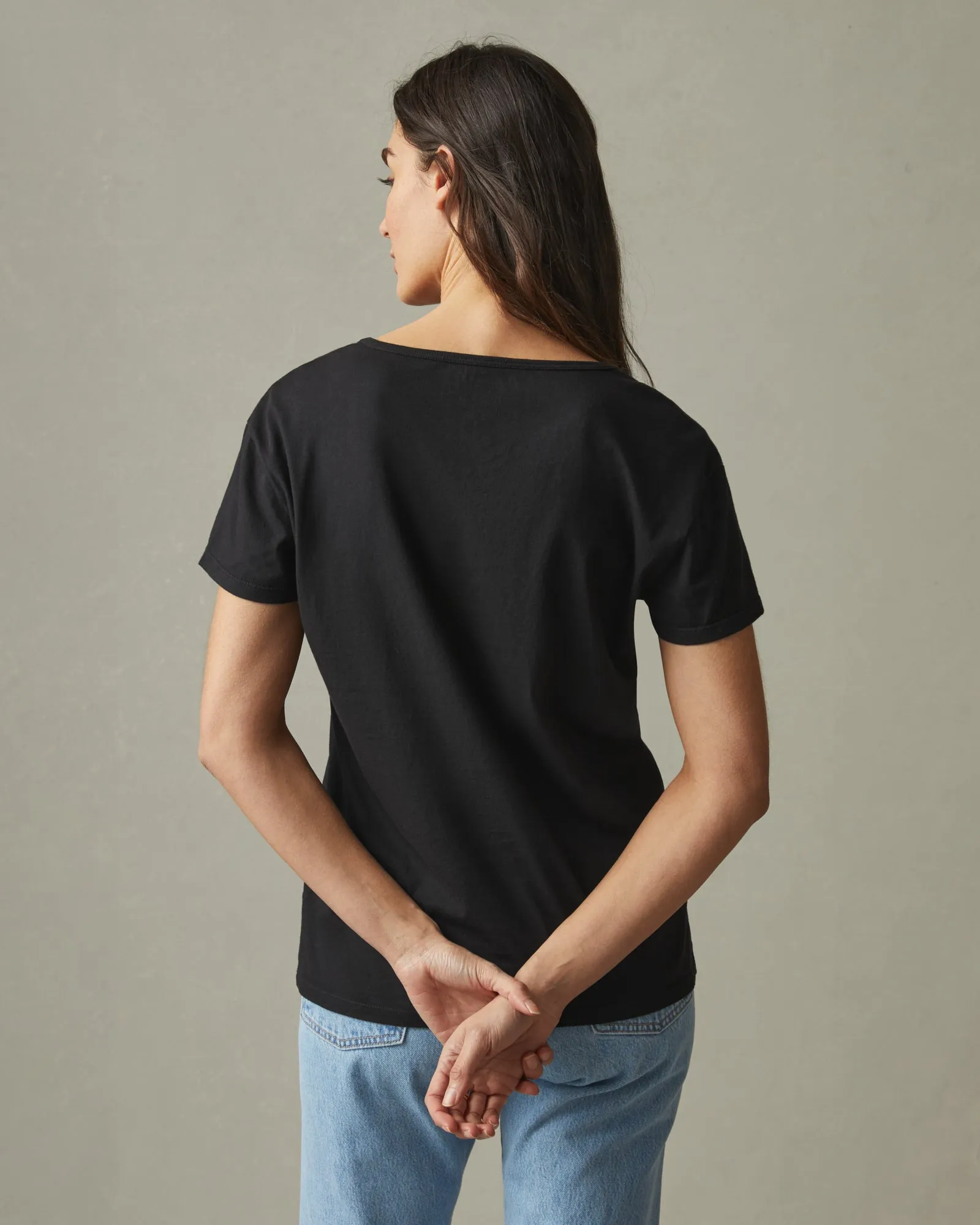 Classic Cotton Scoop Tee - Black