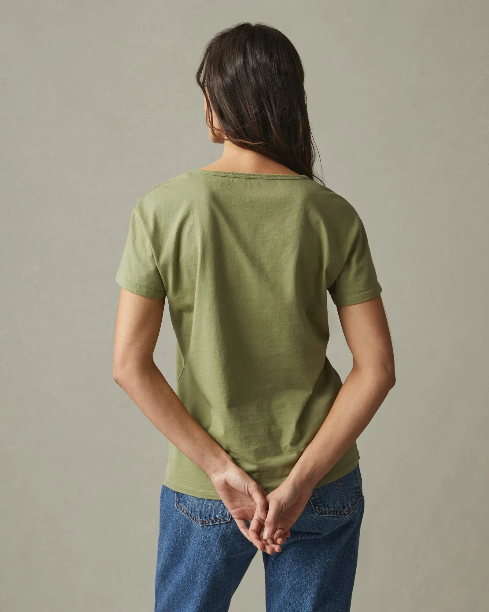 Classic Cotton Scoop Tee - Pale Sage