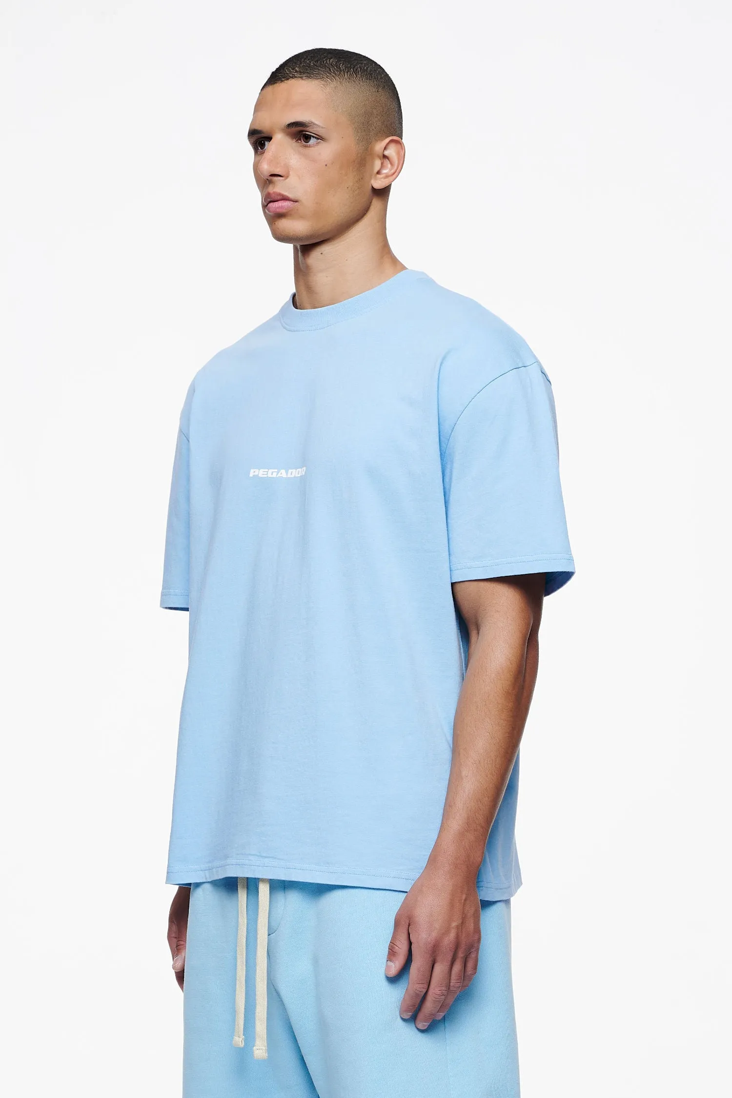 Colne Logo Oversized Tee Vintage Washed Riviera Blue