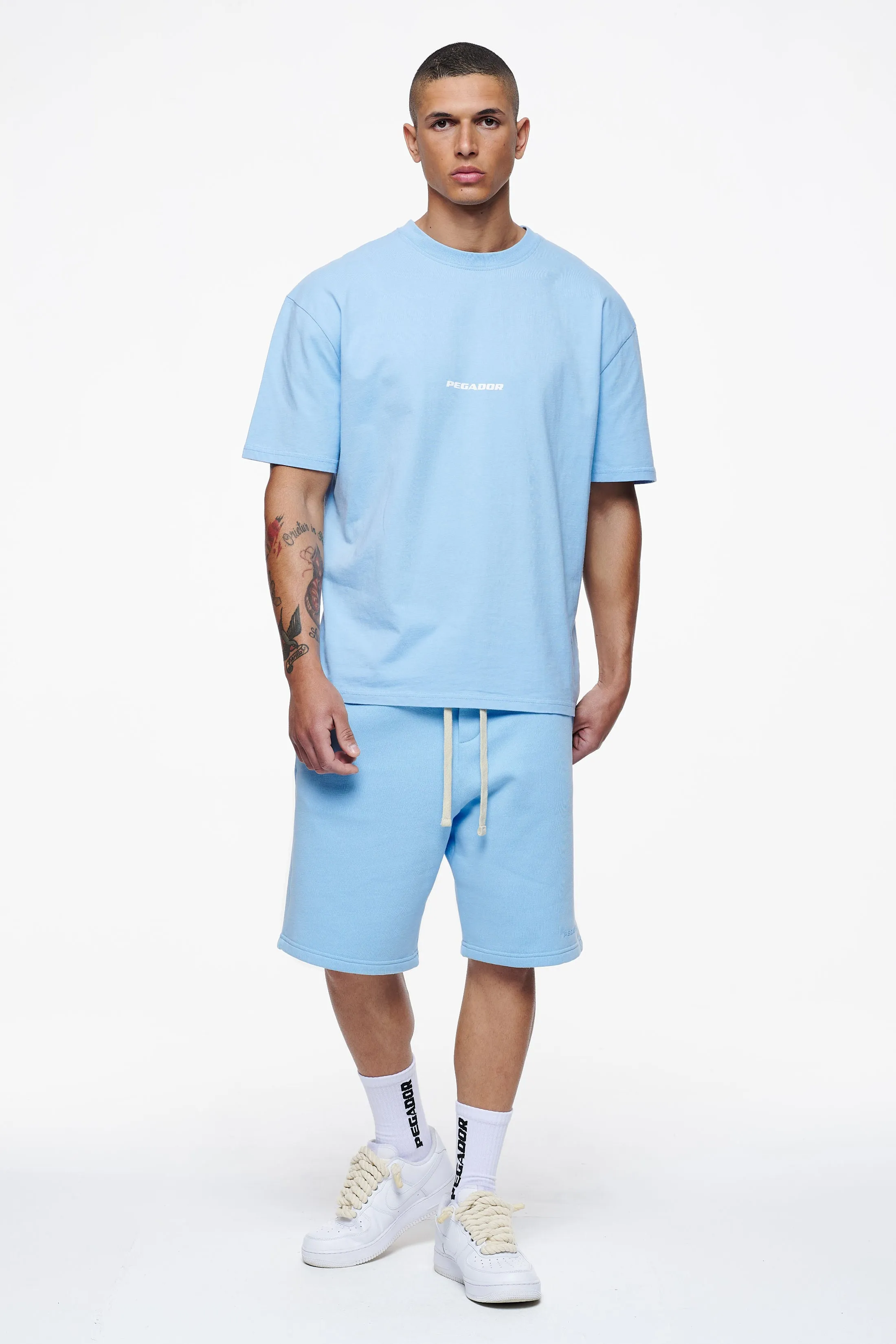 Colne Logo Oversized Tee Vintage Washed Riviera Blue