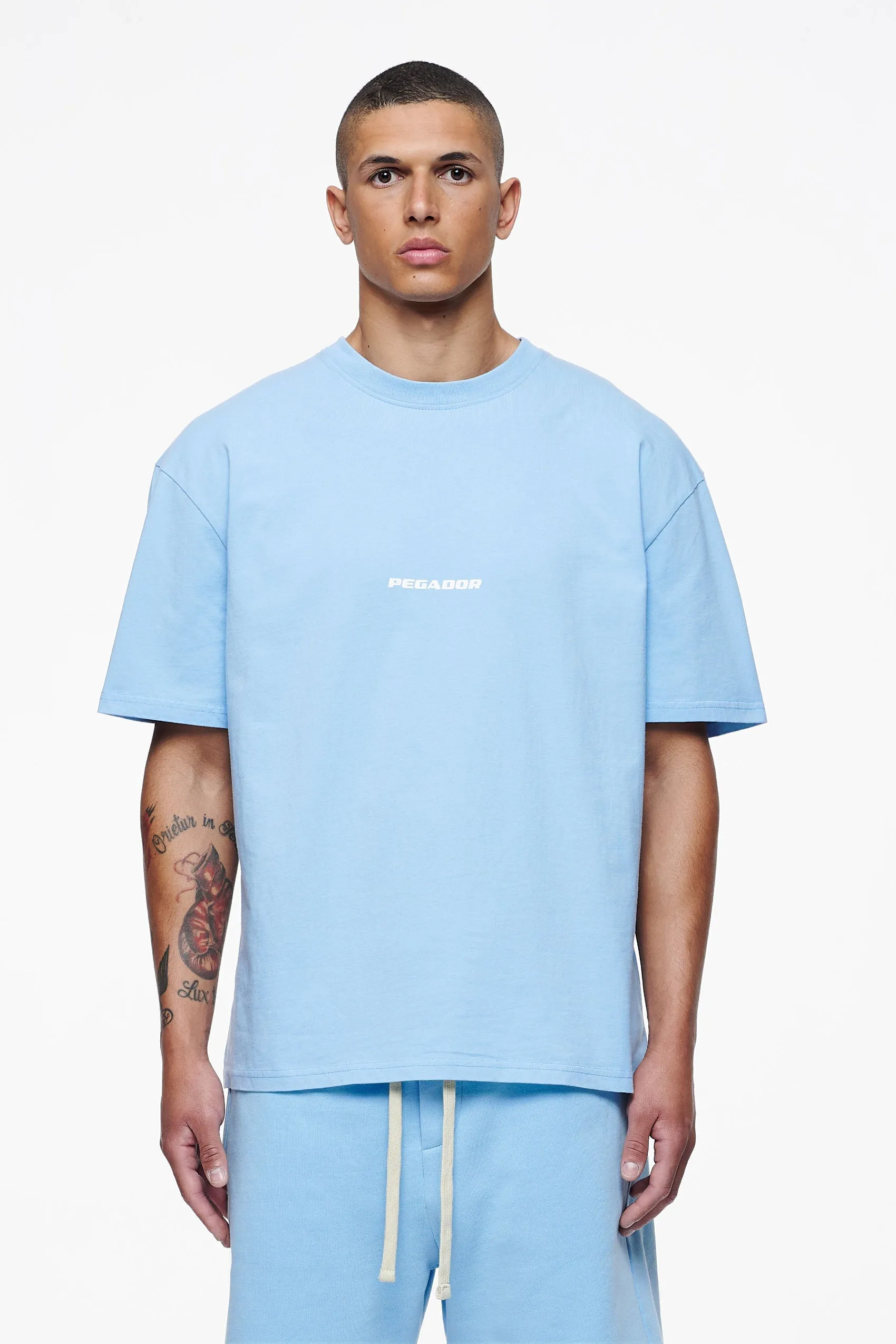 Colne Logo Oversized Tee Vintage Washed Riviera Blue