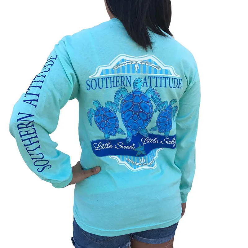 Country Life Outfitters Southern Attitude Mint 3 Turtles Starfish Vintage Girlie Bright Long Sleeve T Shirt