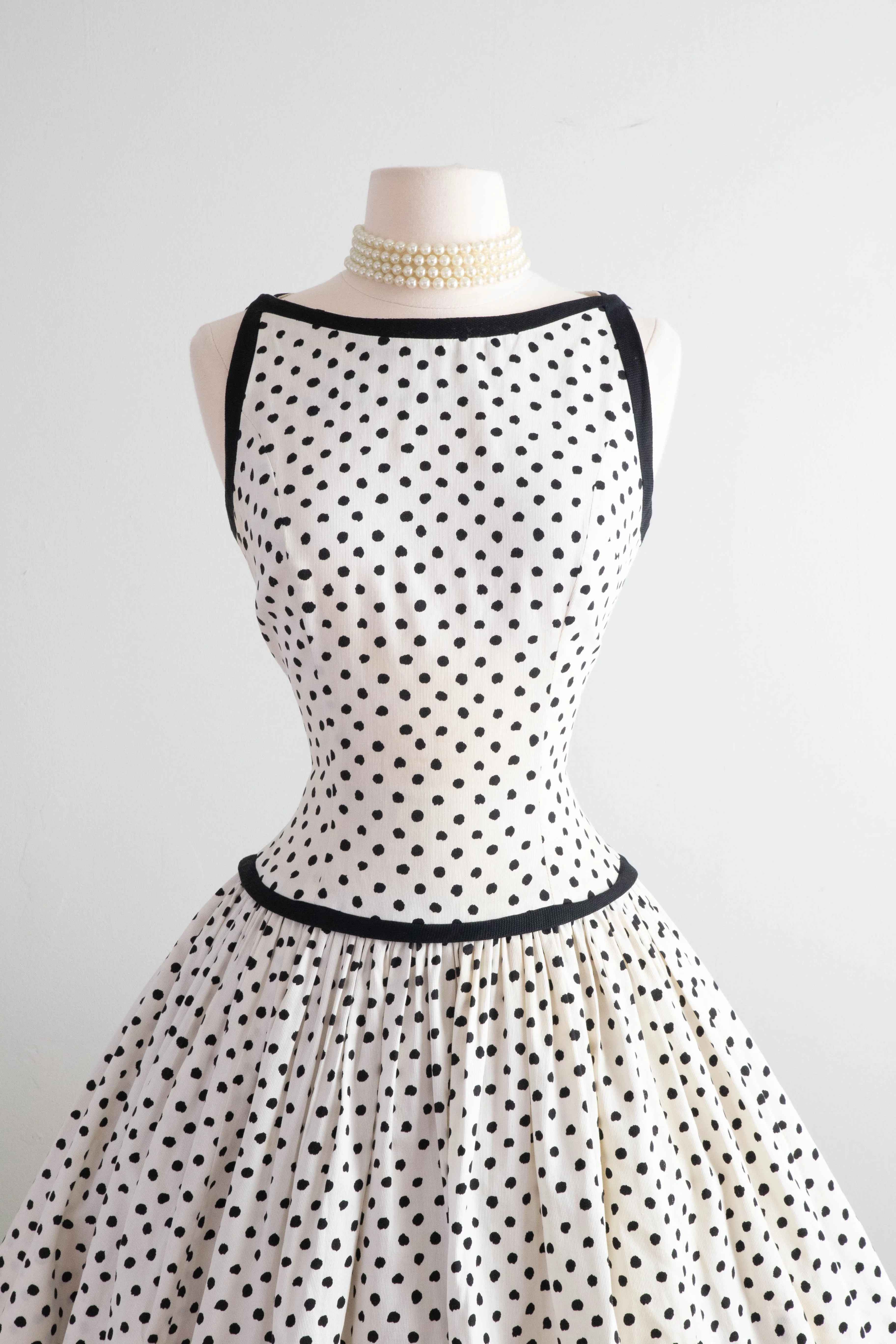 Darling 1950's Polka Dot Cotton Sundress By Johnnye Jr. / Small