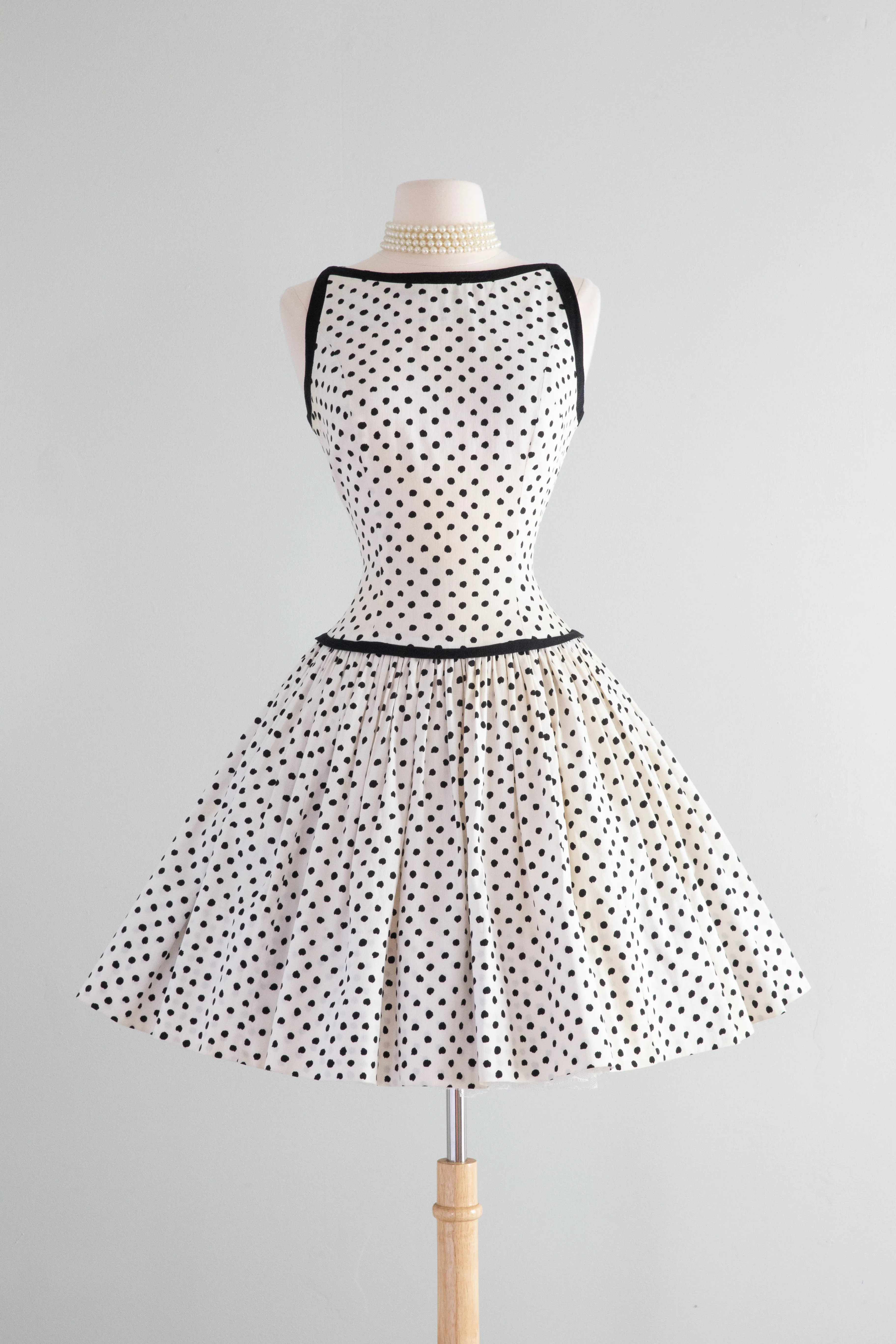 Darling 1950's Polka Dot Cotton Sundress By Johnnye Jr. / Small