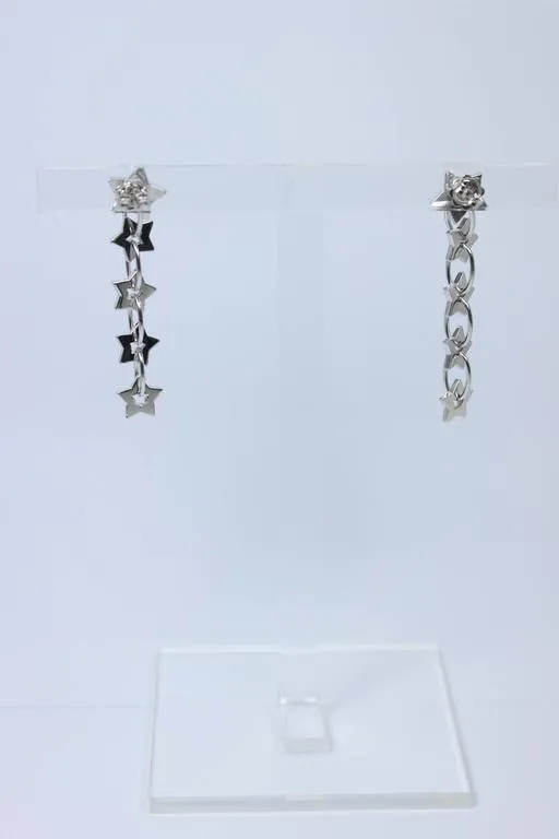 DIAMOND Dangle Star Earrings with 14 Karat White Gold