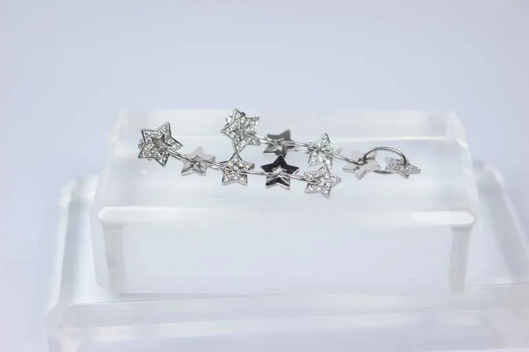 DIAMOND Dangle Star Earrings with 14 Karat White Gold