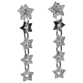 DIAMOND Dangle Star Earrings with 14 Karat White Gold