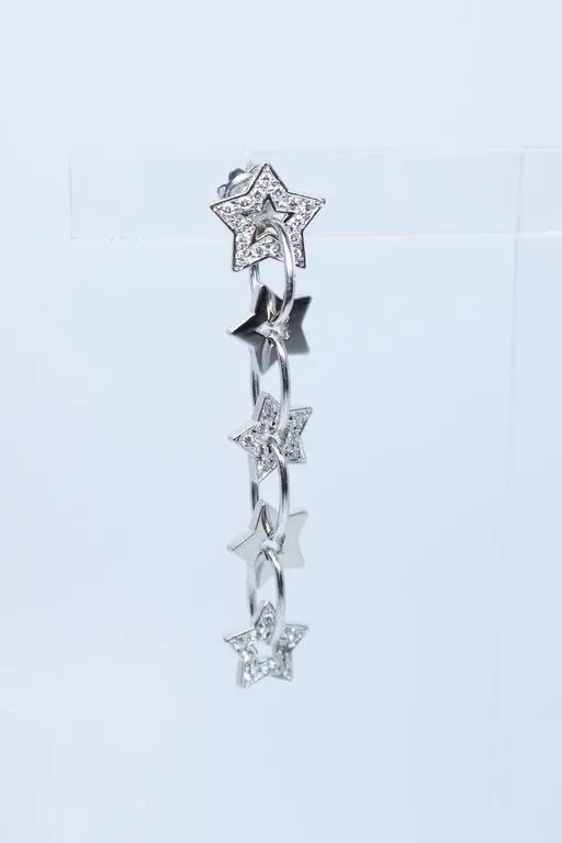 DIAMOND Dangle Star Earrings with 14 Karat White Gold