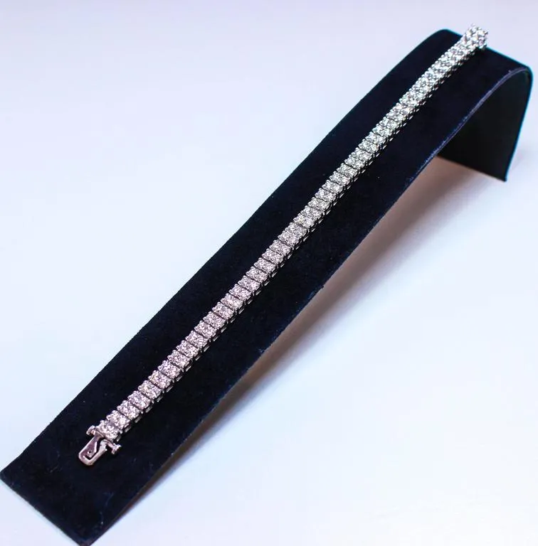 DIAMOND with 14 Karat White Gold Double Layer Round Cut Tennis Bracelet