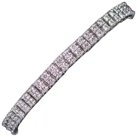 DIAMOND with 14 Karat White Gold Double Layer Round Cut Tennis Bracelet