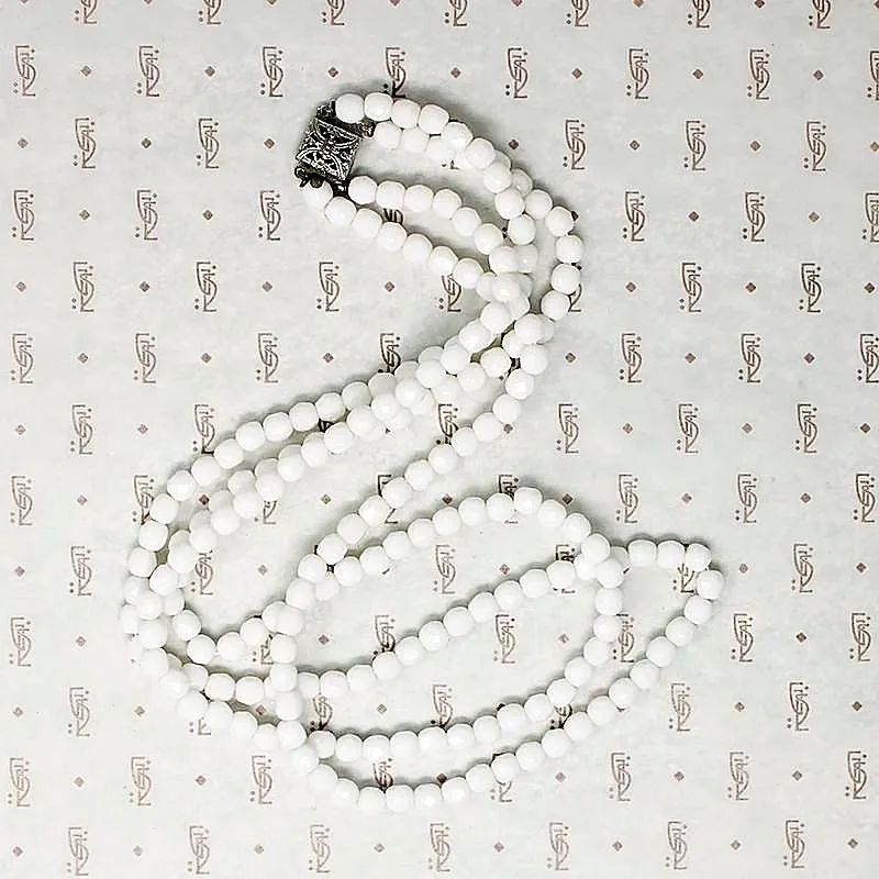 Double Strand of Snowy White Glass Beads