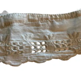 Eyelet Embroidered White Cotton Fabric Trim circa 1900