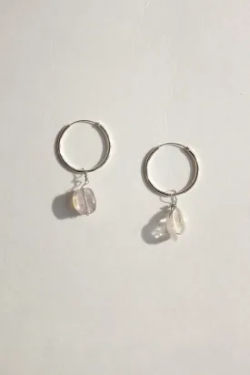 FINE MIDI SILVER HOOPS WITH VINTAGE STONES