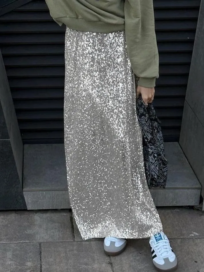 Glittering Sequin Maxi Skirt